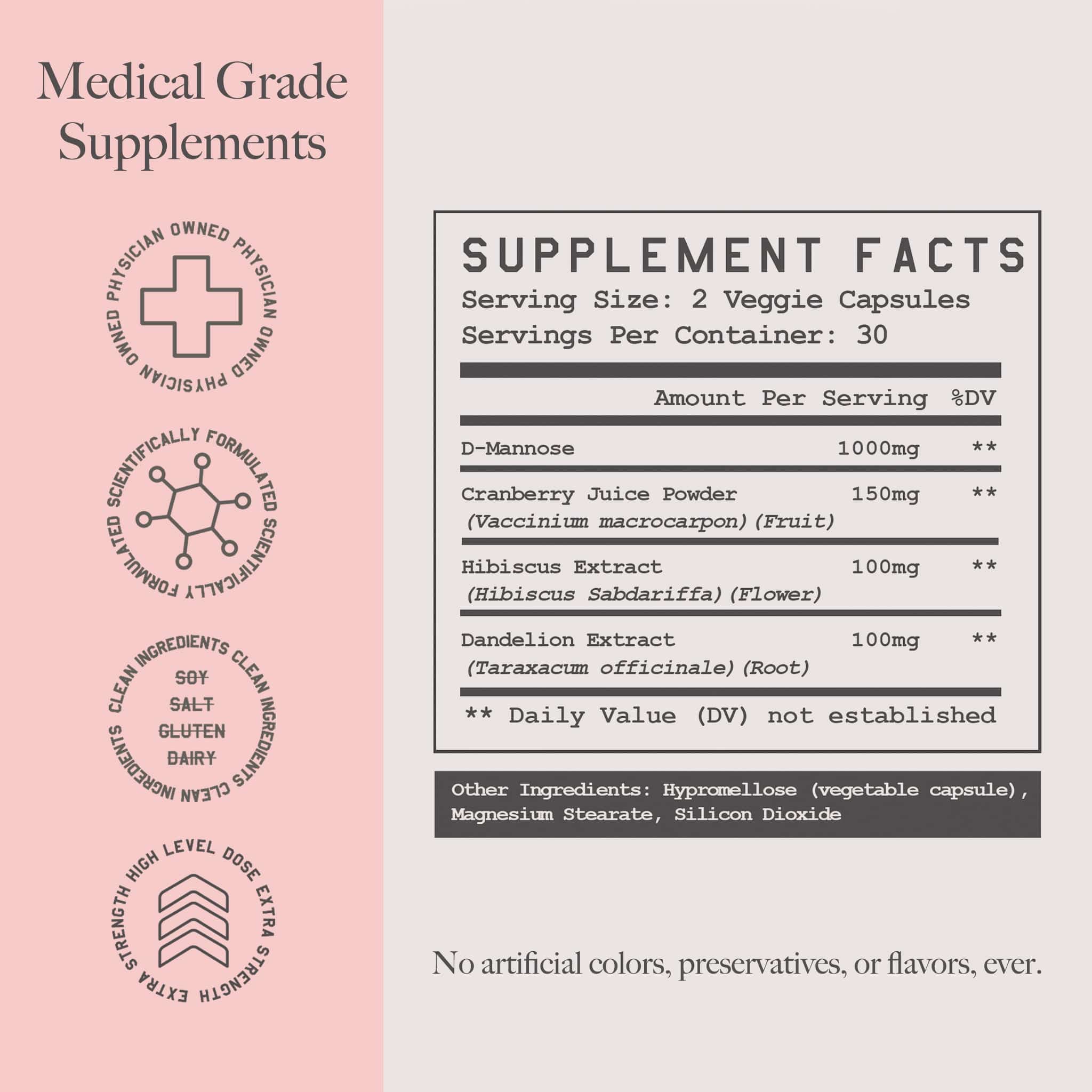 High Level Woman 4-in-1 Urinary Tract Formula capsules by High Level Science, with close-up of the supplement bottle.