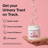High Level Woman 4-in-1 Urinary Tract Formula capsules by High Level Science, showing a bottle of dietary supplement capsules.