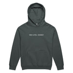 High Level Science HLS x Staple Midnight Hoodie displayed on a model, showcasing the stylish design and comfortable fit.