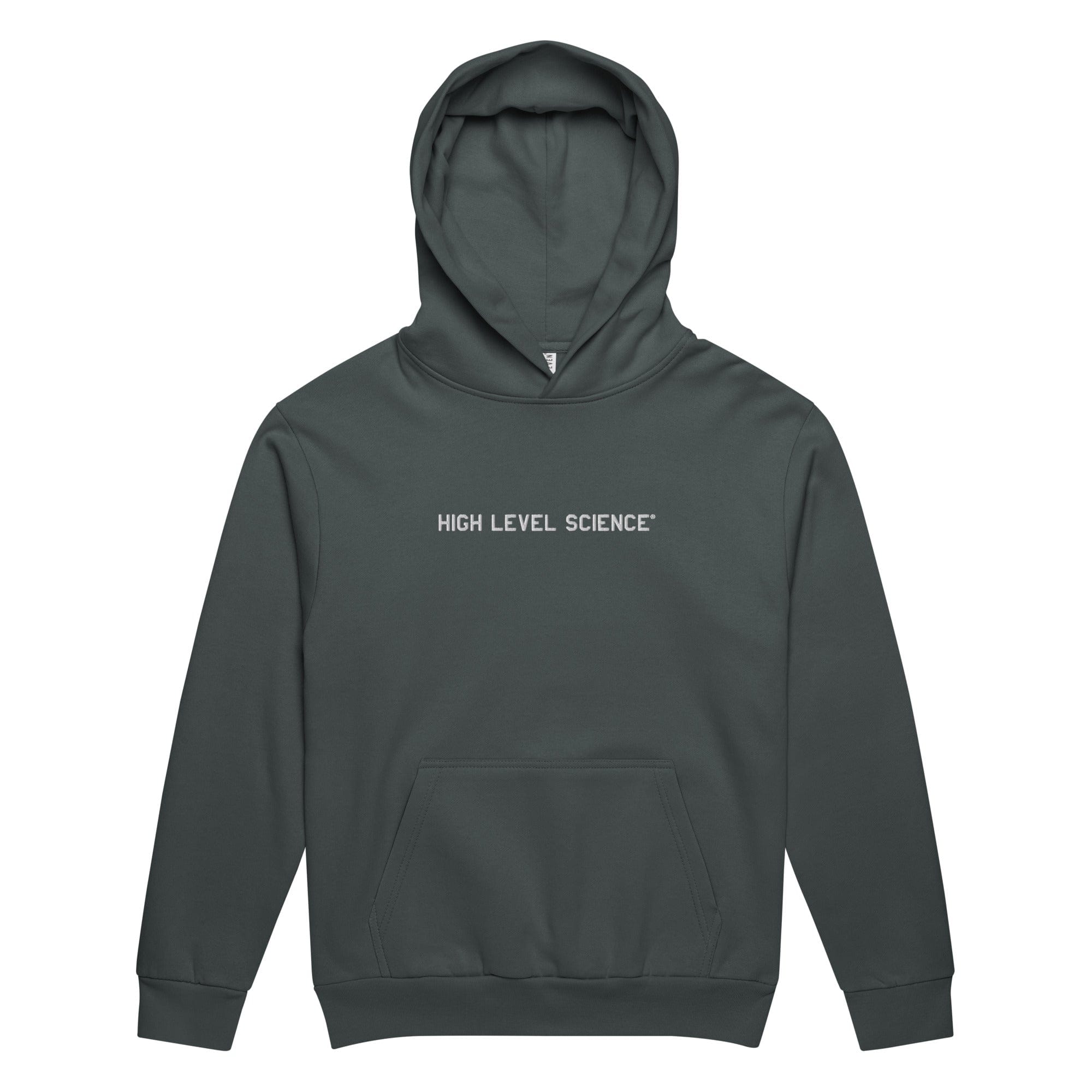 High Level Science HLS x Staple Midnight Hoodie displayed on a model, showcasing the stylish design and comfortable fit.