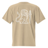 High Level Science HLS x Staple T-shirt in faded khaki, featuring a casual fit and Staple logo, styled on a plain background.