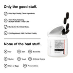 High Level Science Heart, Body & Mind softgels with CoQ10, Omega-3, and Vitamin E showing the softgel capsules in a bottle.