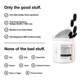 High Level Science Heart, Body & Mind softgels with CoQ10, Omega-3, and Vitamin E showing the softgel capsules in a bottle.