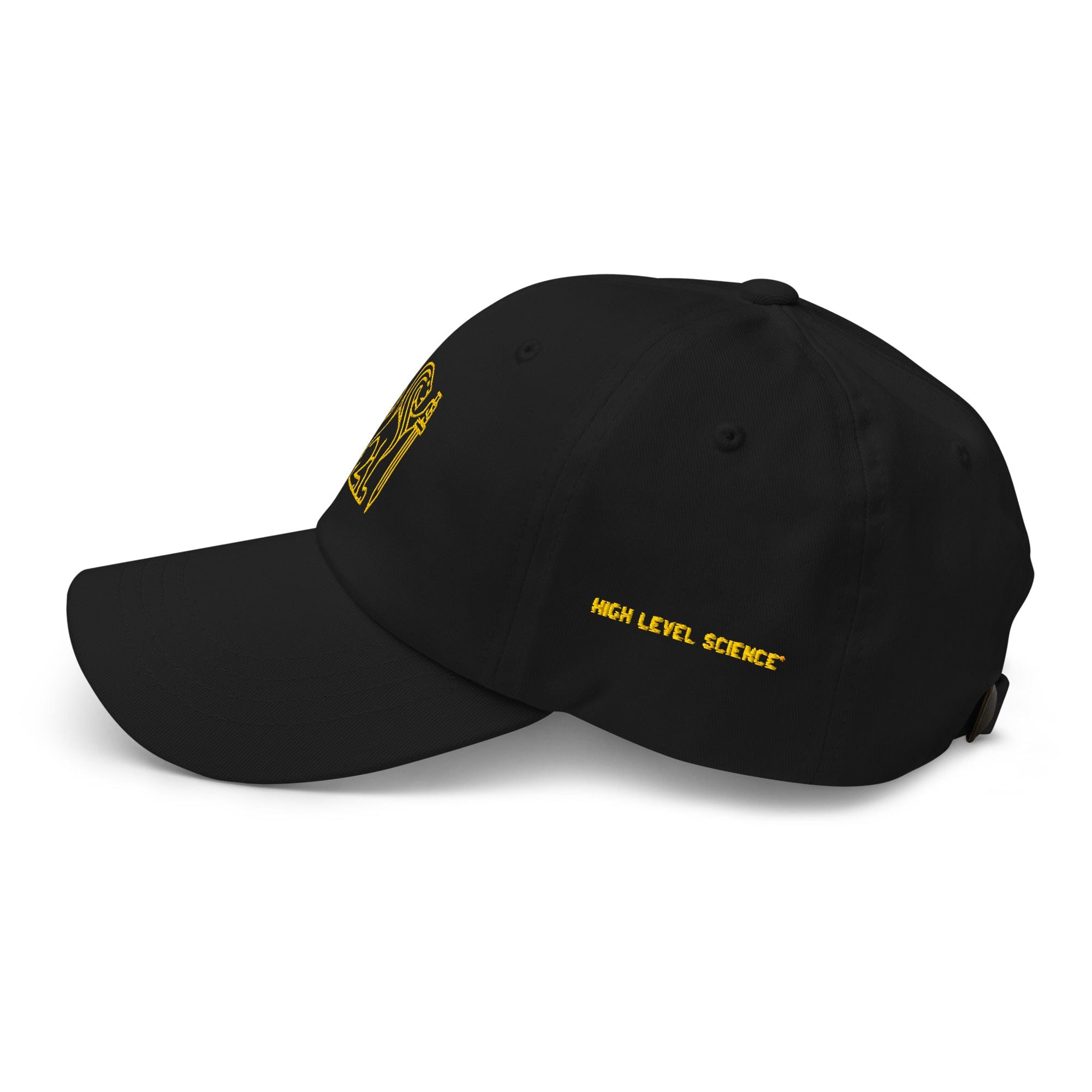 Black and yellow HLS x Staple hat by High Level Science, featuring a stylish cap with bold color accents.