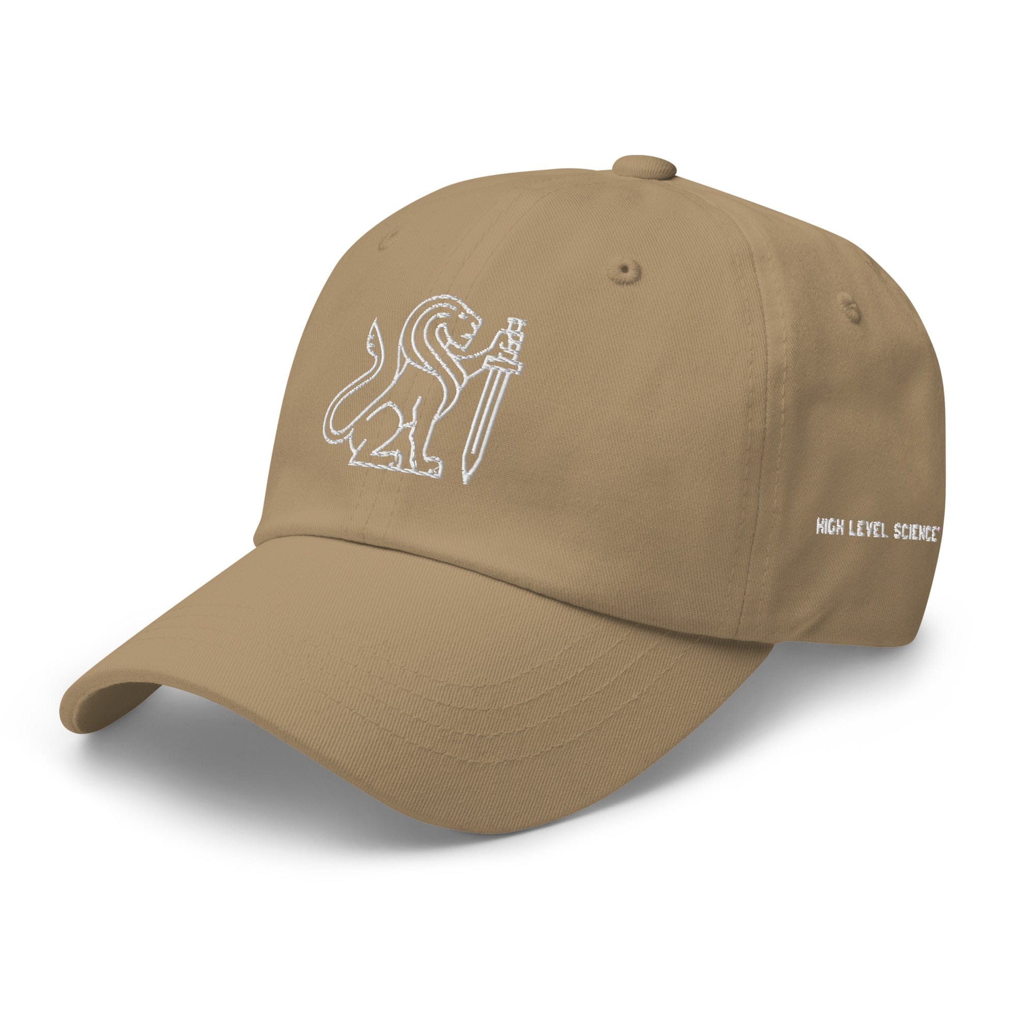 Khaki HLS x Staple Hat by High Level Science, featuring adjustable strap and embroidered logo, casual streetwear style.