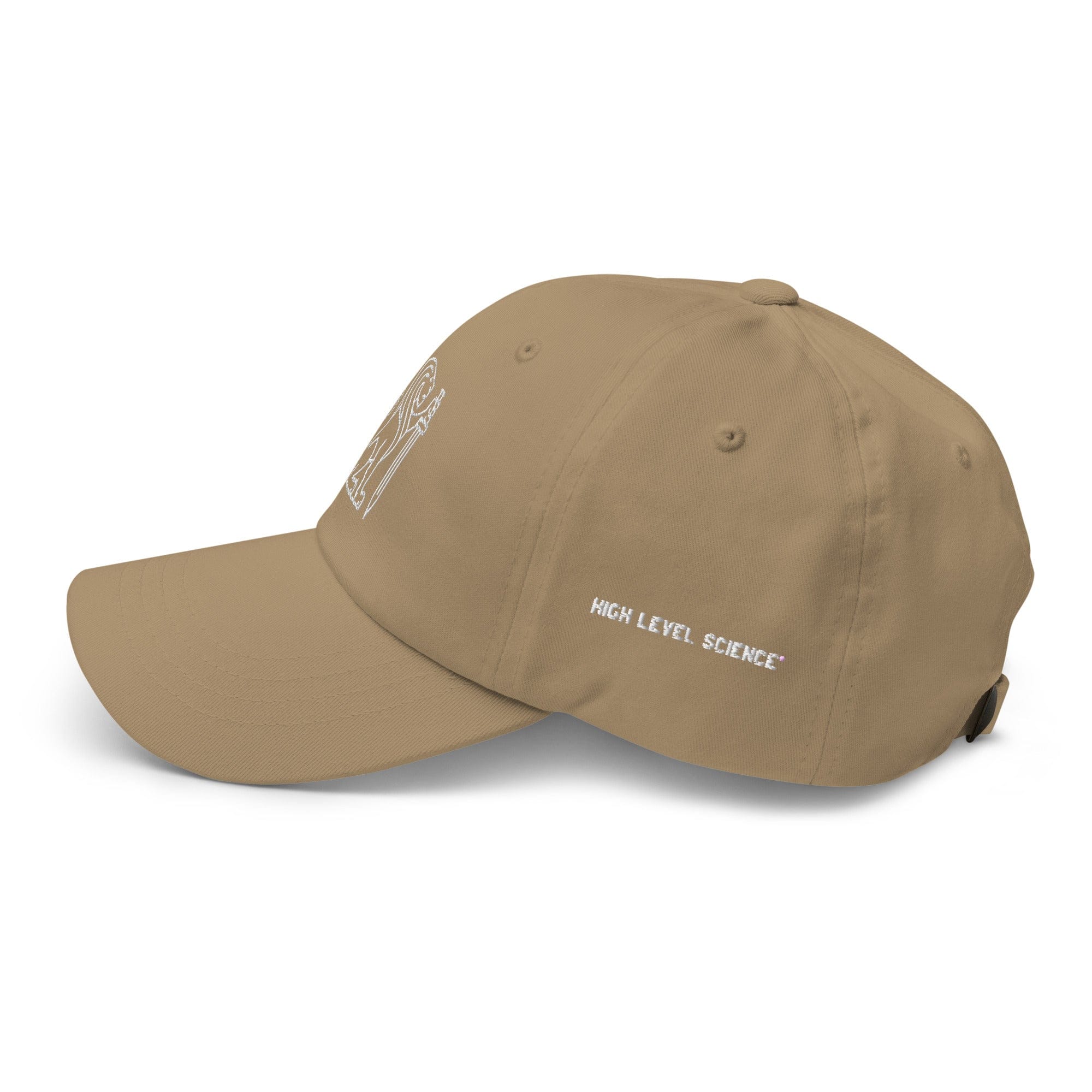 Khaki HLS x Staple Hat by High Level Science featuring a curved brim and adjustable strap.