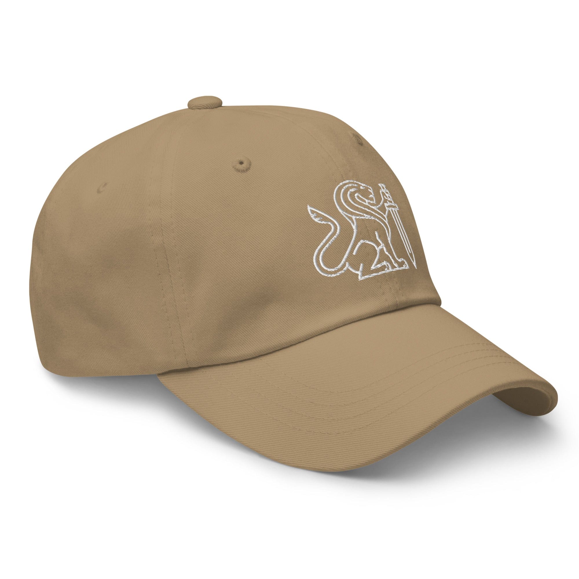 Khaki HLS x Staple hat by High Level Science featuring a structured baseball cap design and adjustable strap.