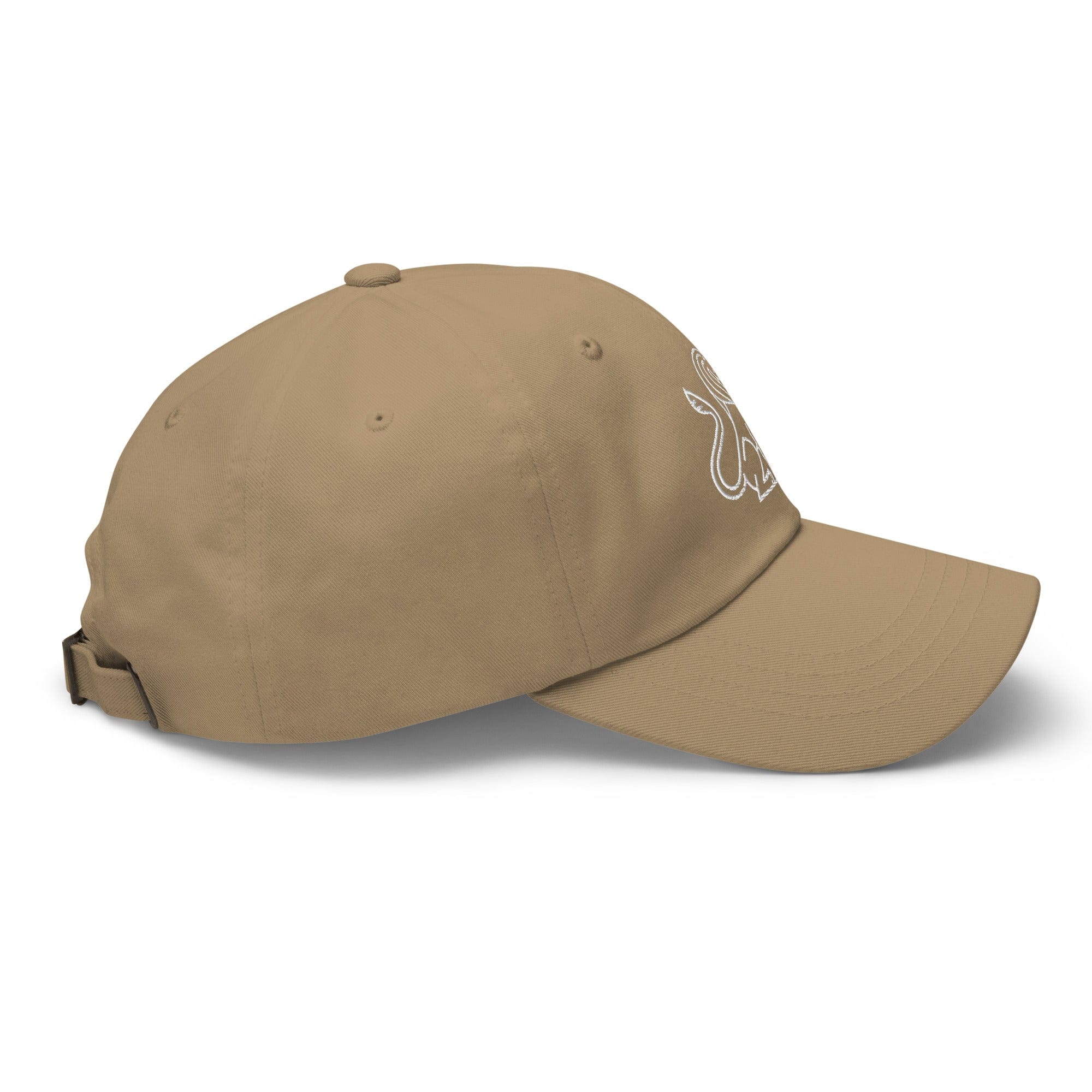 Khaki HLS x Staple Hat by High Level Science, adjustable baseball cap with logo embroidery and structured design.