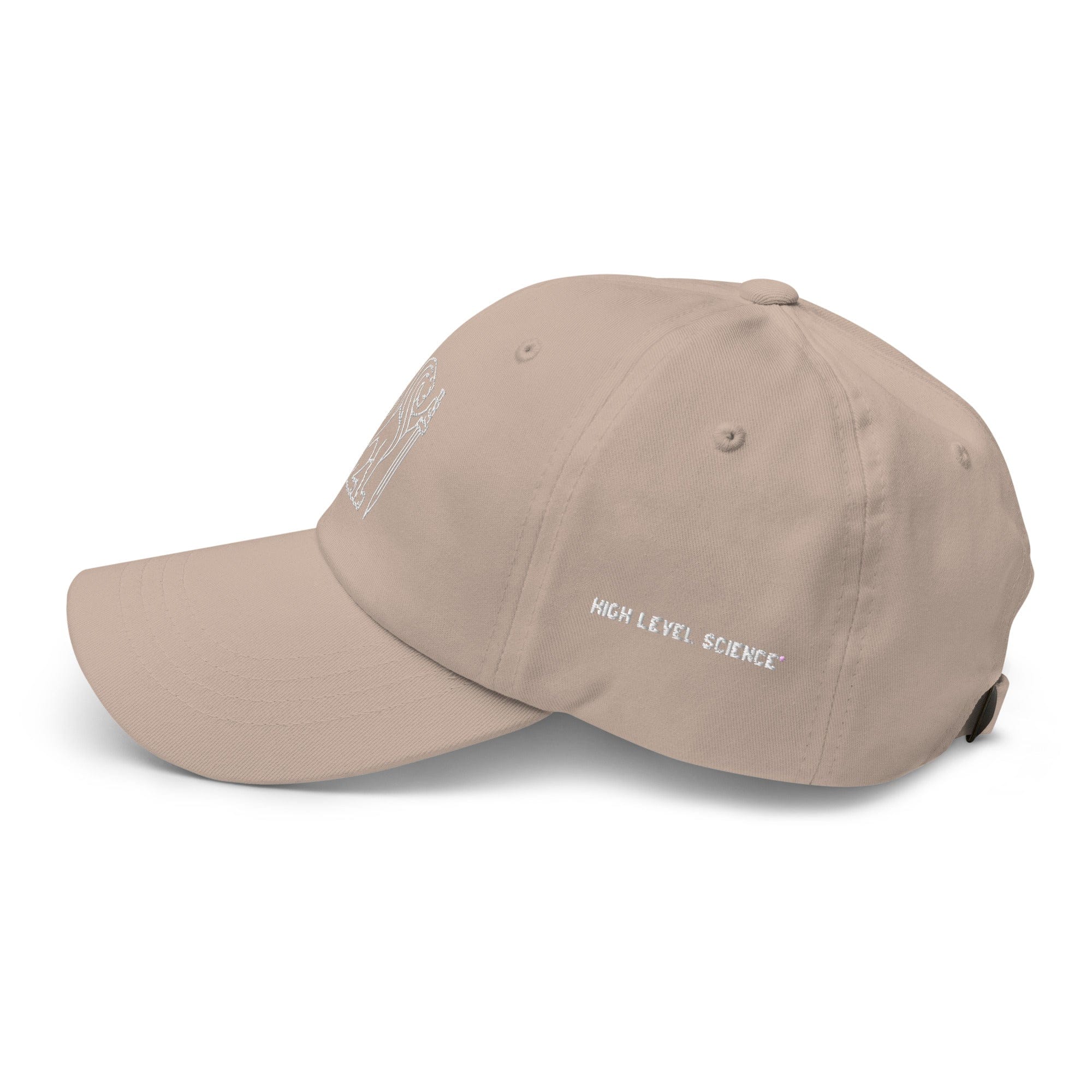 High Level Science HLS x Staple hat in stone color, showcasing a stylish baseball cap with brand and collaboration details.